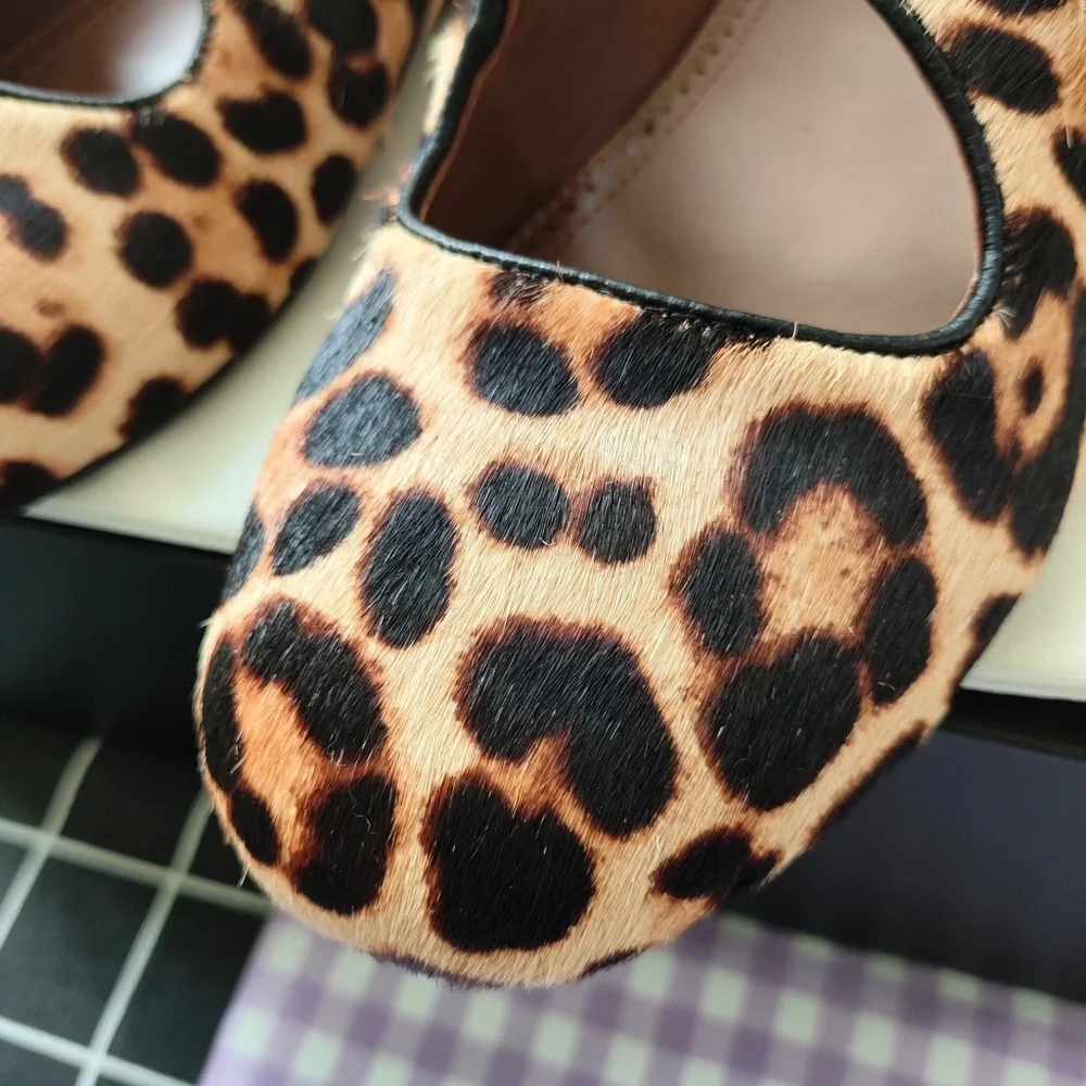 Alaia Leopard-Print Mary Jane Flats in Brown and Black